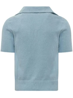 Knit Polo with Open Collar