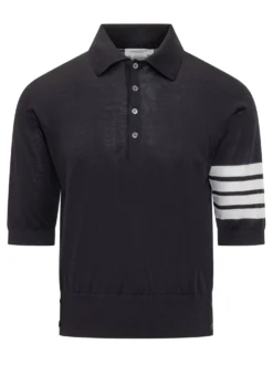 Knit Polo With Sleeve Stripes