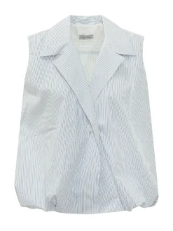 Kyma Sleeveless Shirt with Lapels and Striped Pattern