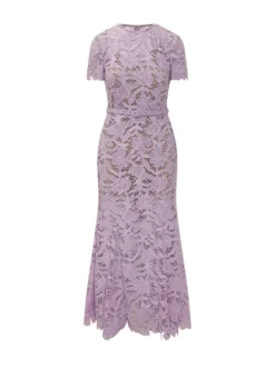 Lace Midi Dress with Belt