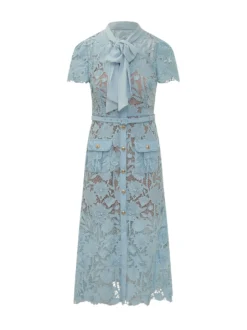 Lace Midi Dress with Bow