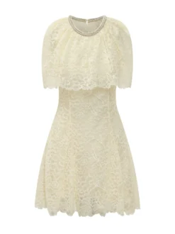 Lace Mini Dress with Cape