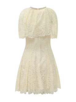 Lace Mini Dress with Cape