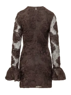 Lace Mini Dress with 3D Flowers