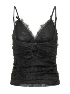 Lace Top with Straps and V Neck