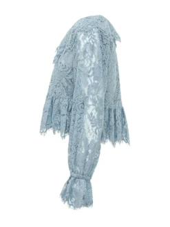 Lace V Neck Top with Long Sleeves