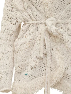 Lagoon Romance Cardigan with Belt and Openwork Knit