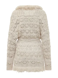 Lagoon Romance Cardigan with Belt and Openwork Knit