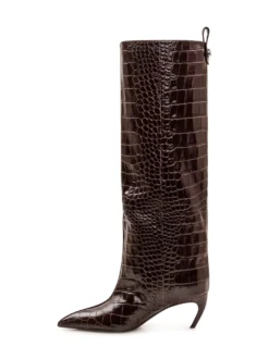 Lea High Boots with Crocodile Pattern