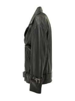 Leather Biker Jacket with Belt
