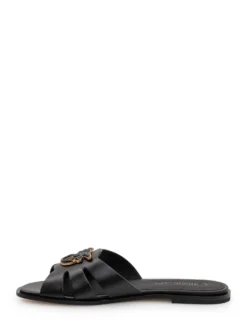 Leather Sliders with Metal Detail