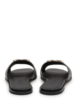Leather Sliders with Metal Detail