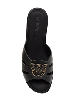 Leather Sliders with Metal Detail