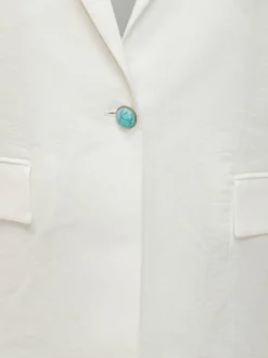 Linen Jacket with Lapels and Single Button