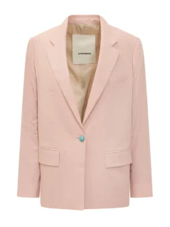 Linen Jacket with Lapels and Single Button