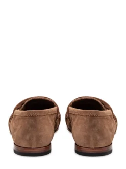 Loafers with Front Strap and Visible Stitching