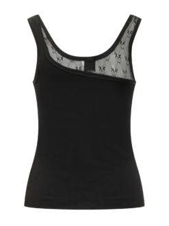Logo Tulle Insert Ribbed Tank Top