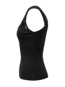 Logo Tulle Insert Ribbed Tank Top
