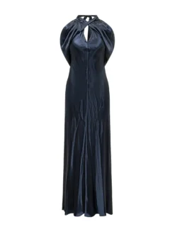 Long Dress with Crossed Neckline and Draping