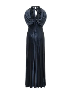 Long Dress with Crossed Neckline and Draping