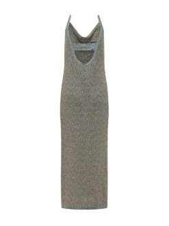 Long Dress with Draped Neckline