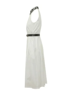 Long Dress with High Neck and Belt