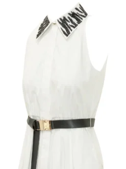 Long Dress with High Neck and Belt