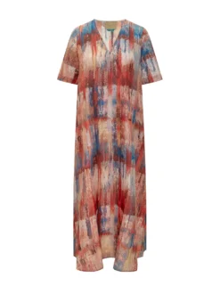 Long Dress with Multicolor Abstract Print