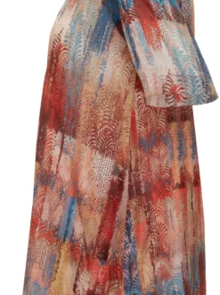 Long Dress with Multicolor Abstract Print