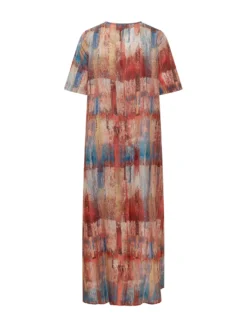 Long Dress with Multicolor Abstract Print
