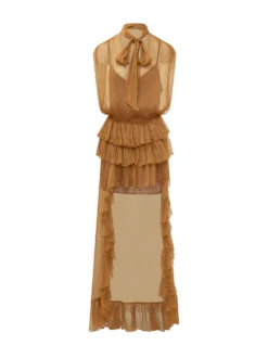 Long Dress with Ruffles and Bow