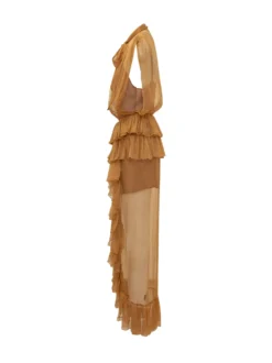 Long Dress with Ruffles and Bow