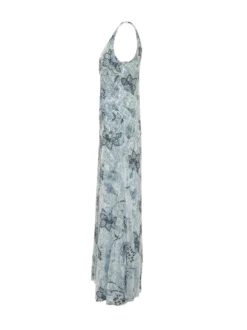 Long Dress with V Neck and Print