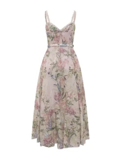 Long Floral Dress with Belt