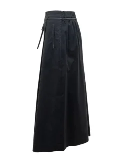 Long Gabardine Skirt with Belt