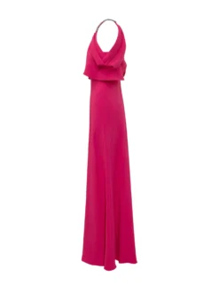 Long Halter Neck Dress with Draped Bodice
