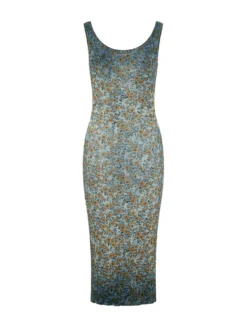 Long Ribbed Dress with Floral Print
