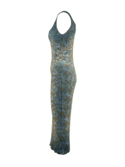 Long Ribbed Dress with Floral Print