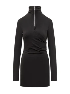 Long-Sleeve Dress with High Neck