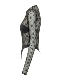 Long Sleeve Embroidered Tulle Bodysuit