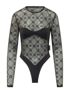 Long Sleeve Embroidered Tulle Bodysuit