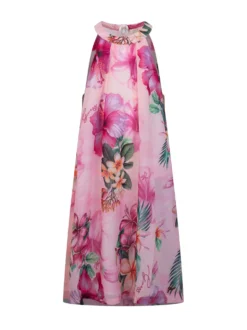 Long Sleeveless Floral Print Dress