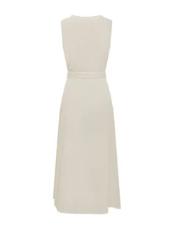 Long Sleeveless Viscose Dress with Belt