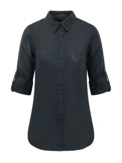 Long Sleeve Linen Shirt with Roll-Up Sleeves