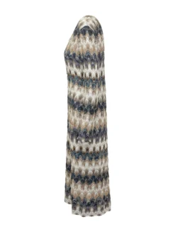 Long Sleeve Long Cardigan with Front Closure and Abstract Pattern