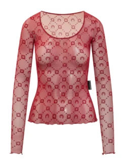 Long Sleeve Top with Round Neck and Geometric Pattern