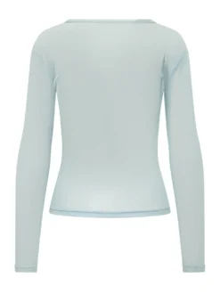 Long Sleeve Tulle Top with Print