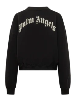 Loose Crop Crewneck Sweatshirt with Logo