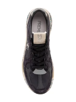 Low Top Sneakers with Panel Construction and Thick Sole