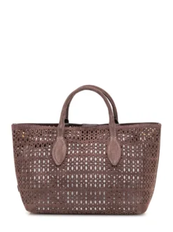 Mashup Handbag with Perforations and Double Handles